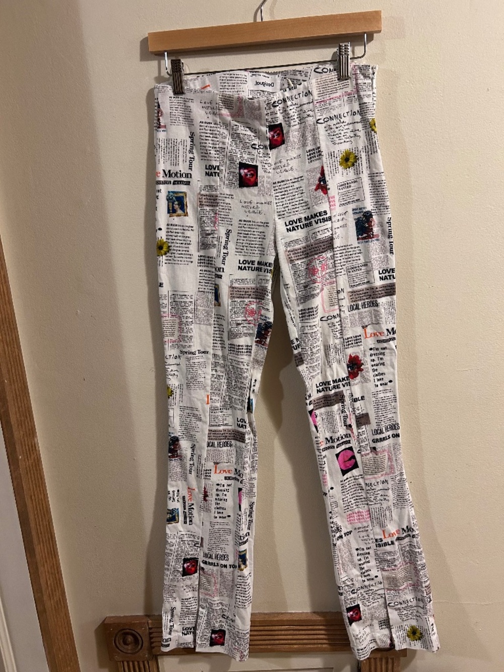 Desigual Newsprint Pants Womens Medium Rockstar
